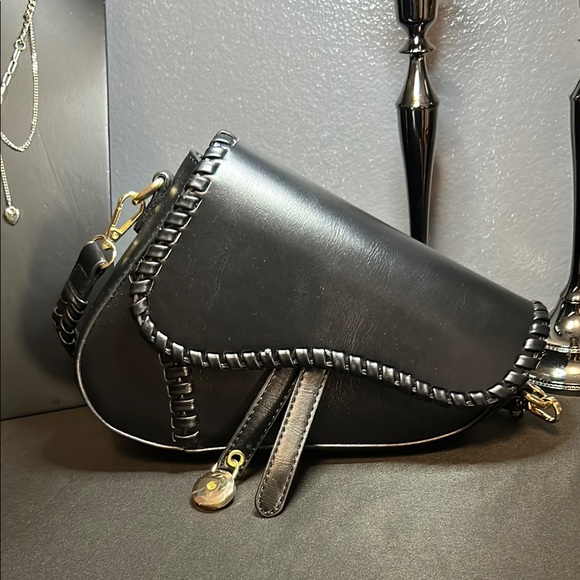 Handbags - FOR STACY B Elegant Black Leather Women's Bag Saddle bag